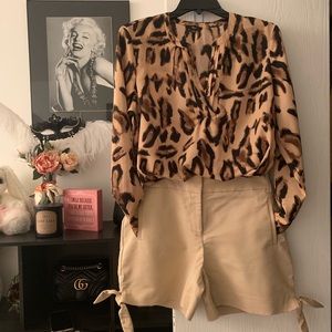 Leopard long sleeves blouse